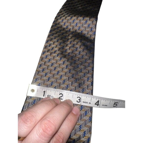 Giorgio Redaelli Mens 100% Silk Tie Made In Italy Blue Yellow - Picture 6 of 7